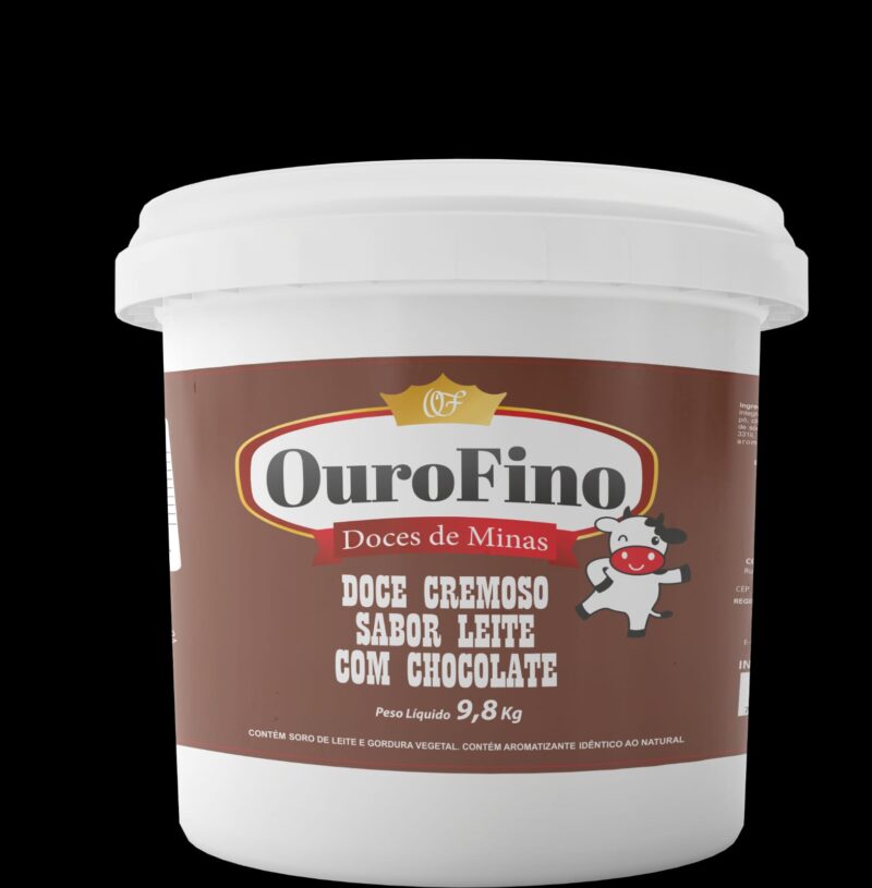Doce Cremoso Sabor Leite com chocolate Confeitaria Ouro Fino Balde 9,8kg